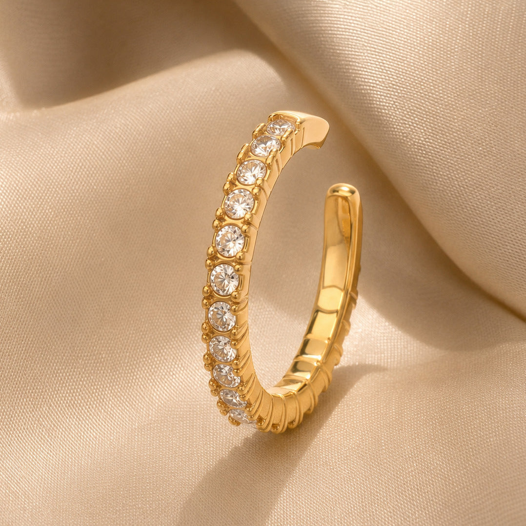 316L Stainless Steel 18K Gold PVD Zircon Inlaid Earrings Earrings - Zircon Inlaid Modern Earrings Wholesale Stainless Steel Jewelry - Sensitive Skin Friendly - Detail 6