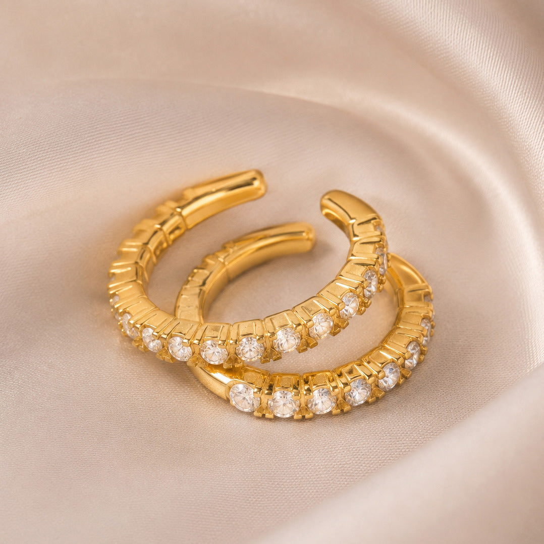 316L Stainless Steel 18K Gold PVD Zircon Inlaid Earrings Earrings - Zircon Inlaid Modern Earrings Wholesale Stainless Steel Jewelry - Sensitive Skin Friendly - Detail 7