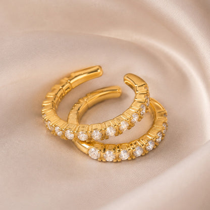 316L Stainless Steel 18K Gold PVD Zircon Inlaid Earrings Earrings - Zircon Inlaid Modern Earrings Wholesale Stainless Steel Jewelry - Sensitive Skin Friendly - Detail 7