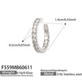 5A Cubic Zirconia Stainless Steel Clip On Earrings F559 / Default
