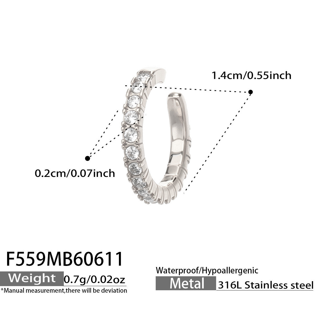 316L Stainless Steel 18K Gold PVD Zircon Inlaid Earrings Earrings - Zircon Inlaid Modern Earrings Wholesale Stainless Steel Jewelry - Sensitive Skin Friendly - Detail 9