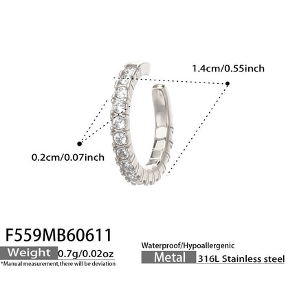 316L Stainless Steel 18K Gold PVD Zircon Inlaid Earrings Earrings - Zircon Inlaid Modern Earrings Wholesale Stainless Steel Jewelry - Sensitive Skin Friendly - Detail 9