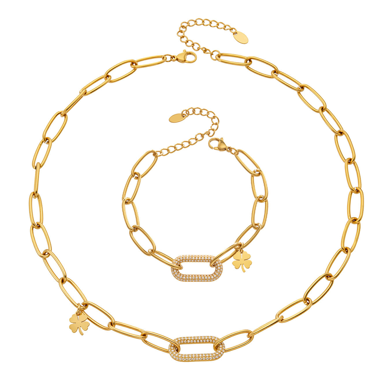 316L Stainless Steel 18K Gold PVD Zircon Lock Necklace Necklace - Vintage Gold Band Zircon Wholesale Stainless Steel Jewelry - Sensitive Skin Friendly - Detail 14