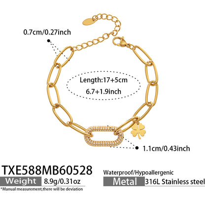 316L Stainless Steel 18K Gold PVD Zircon Lock Necklace Necklace - Vintage Gold Band Zircon Wholesale Stainless Steel Jewelry - Sensitive Skin Friendly - Detail 4