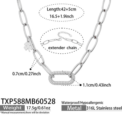 316L Stainless Steel 18K Gold PVD Zircon Lock Necklace Necklace - Vintage Gold Band Zircon Wholesale Stainless Steel Jewelry - Sensitive Skin Friendly - Detail 9