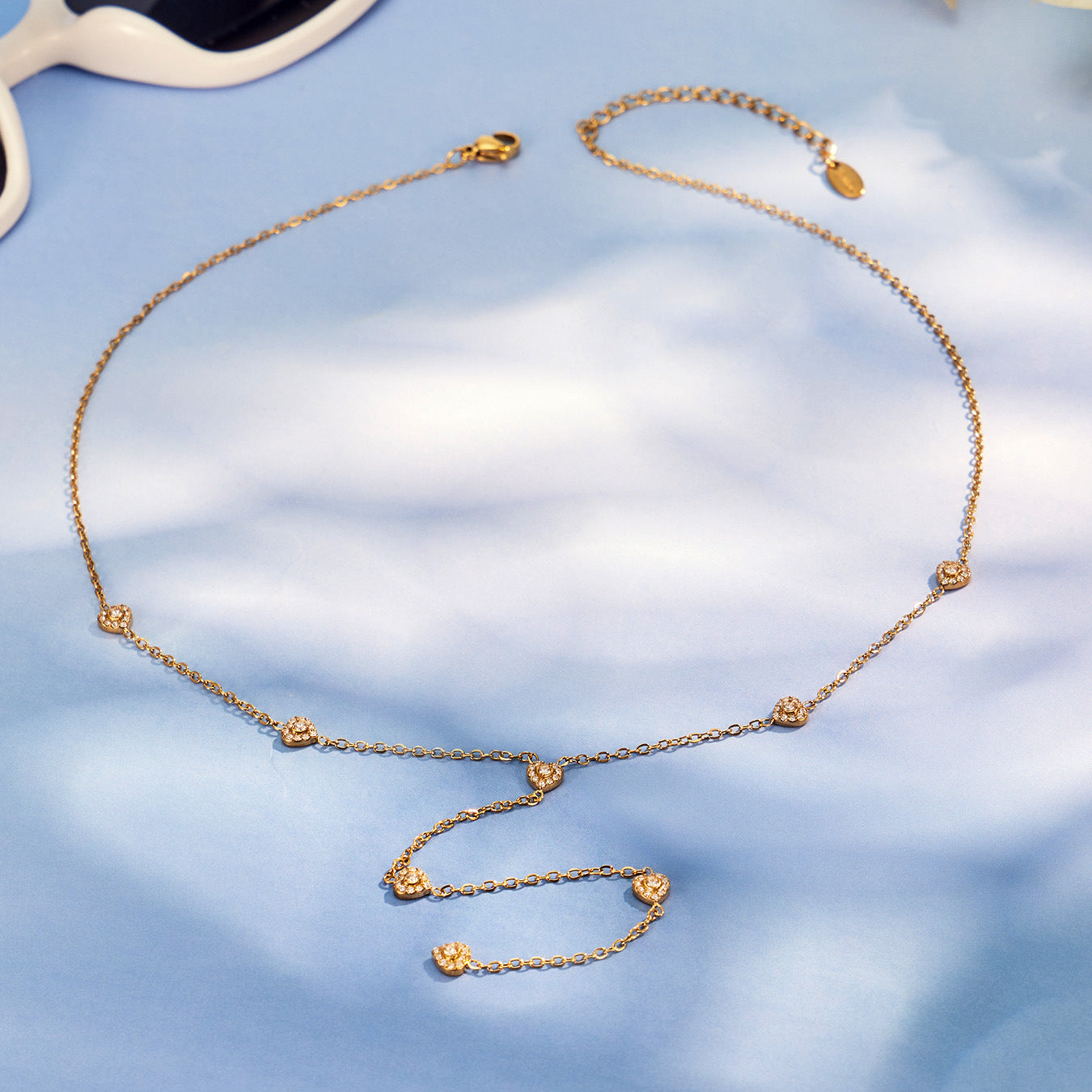 316L Stainless Steel 18K Gold PVD Zircon Necklace & Bracelet Set - Elegant Gold Zircon Set Wholesale Stainless Steel Jewelry - Sensitive Skin Friendly - Detail 10