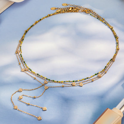 316L Stainless Steel 18K Gold PVD Zircon Necklace & Bracelet Set - Elegant Gold Zircon Set Wholesale Stainless Steel Jewelry - Sensitive Skin Friendly - Detail 14