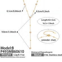 316L Stainless Steel 18K Gold PVD Zircon Necklace & Bracelet Set - Elegant Gold Zircon Set Wholesale Stainless Steel Jewelry - Sensitive Skin Friendly - Detail 2