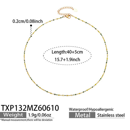 316L Stainless Steel 18K Gold PVD Zircon Necklace & Bracelet Set - Elegant Gold Zircon Set Wholesale Stainless Steel Jewelry - Sensitive Skin Friendly - Detail 4