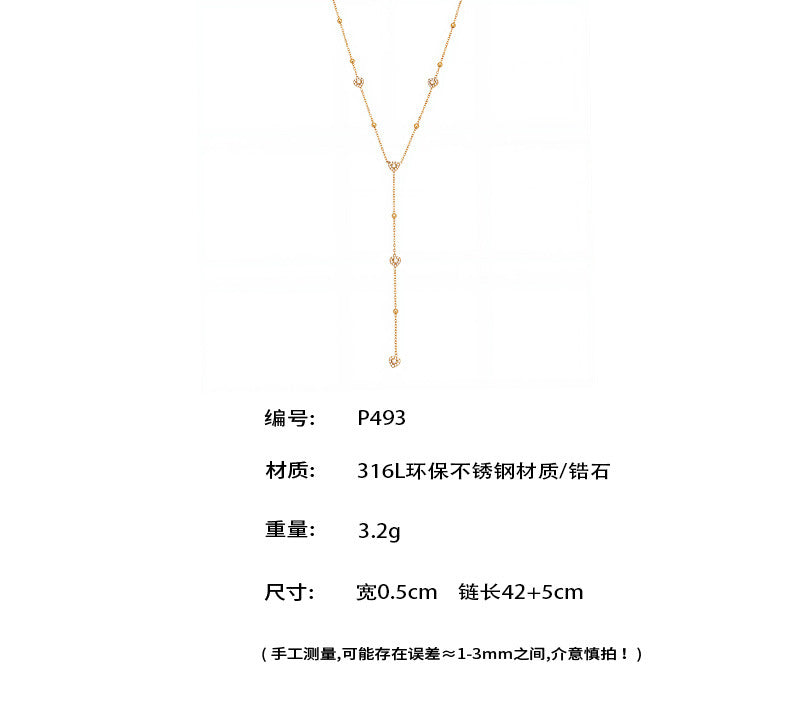 316L Stainless Steel 18K Gold PVD Zircon Necklace & Bracelet Set - Elegant Gold Zircon Set Wholesale Stainless Steel Jewelry - Sensitive Skin Friendly - Detail 5