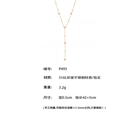 316L Stainless Steel 18K Gold PVD Zircon Necklace & Bracelet Set - Elegant Gold Zircon Set Wholesale Stainless Steel Jewelry - Sensitive Skin Friendly - Detail 5
