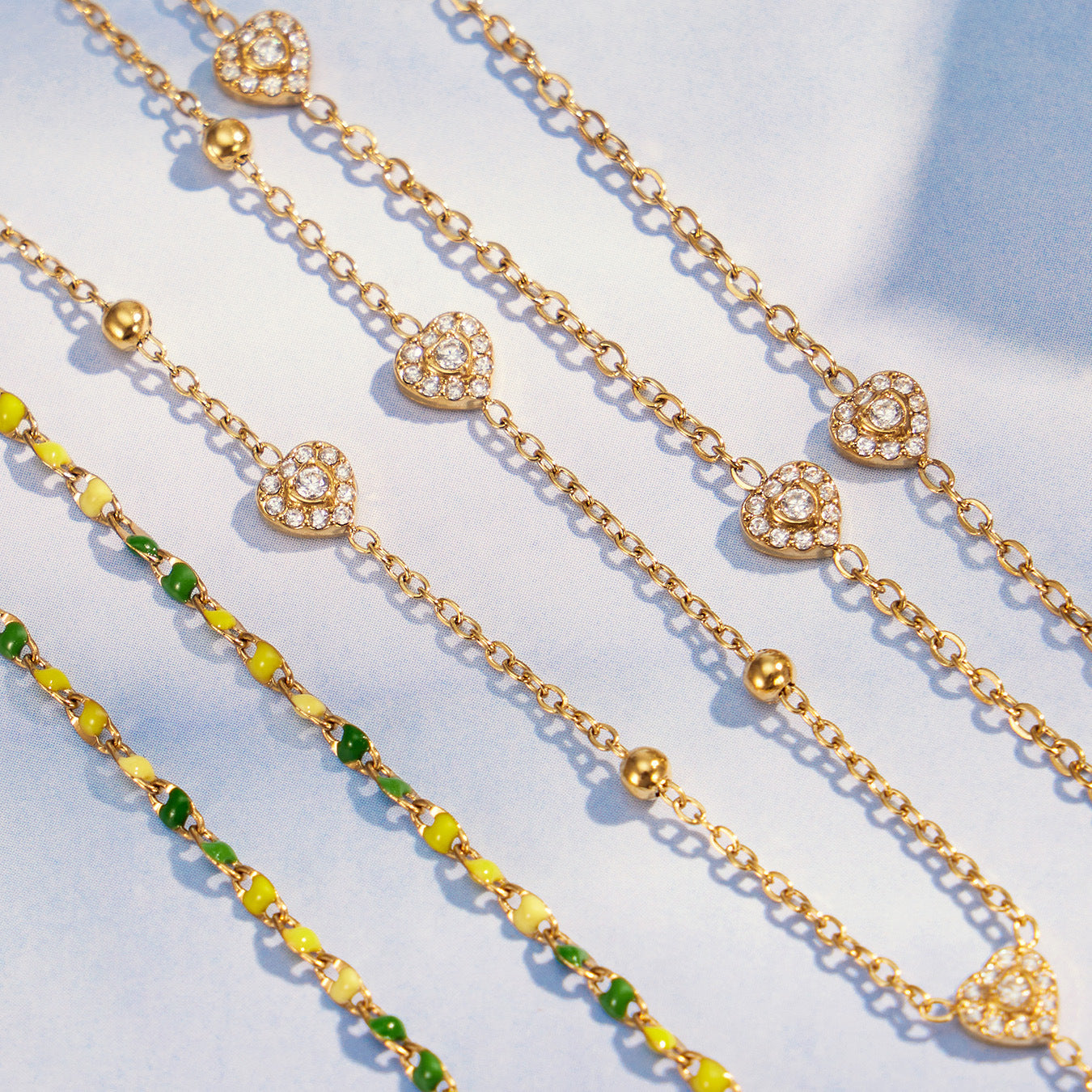 316L Stainless Steel 18K Gold PVD Zircon Necklace & Bracelet Set - Elegant Gold Zircon Set Wholesale Stainless Steel Jewelry - Sensitive Skin Friendly - Detail 7