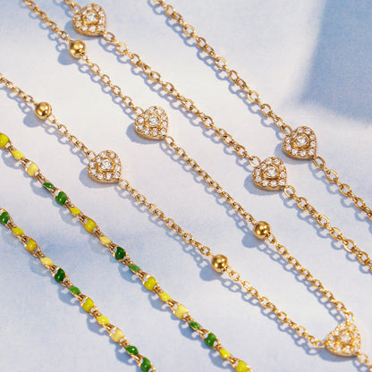 316L Stainless Steel 18K Gold PVD Zircon Necklace & Bracelet Set - Elegant Gold Zircon Set Wholesale Stainless Steel Jewelry - Sensitive Skin Friendly - Detail 7