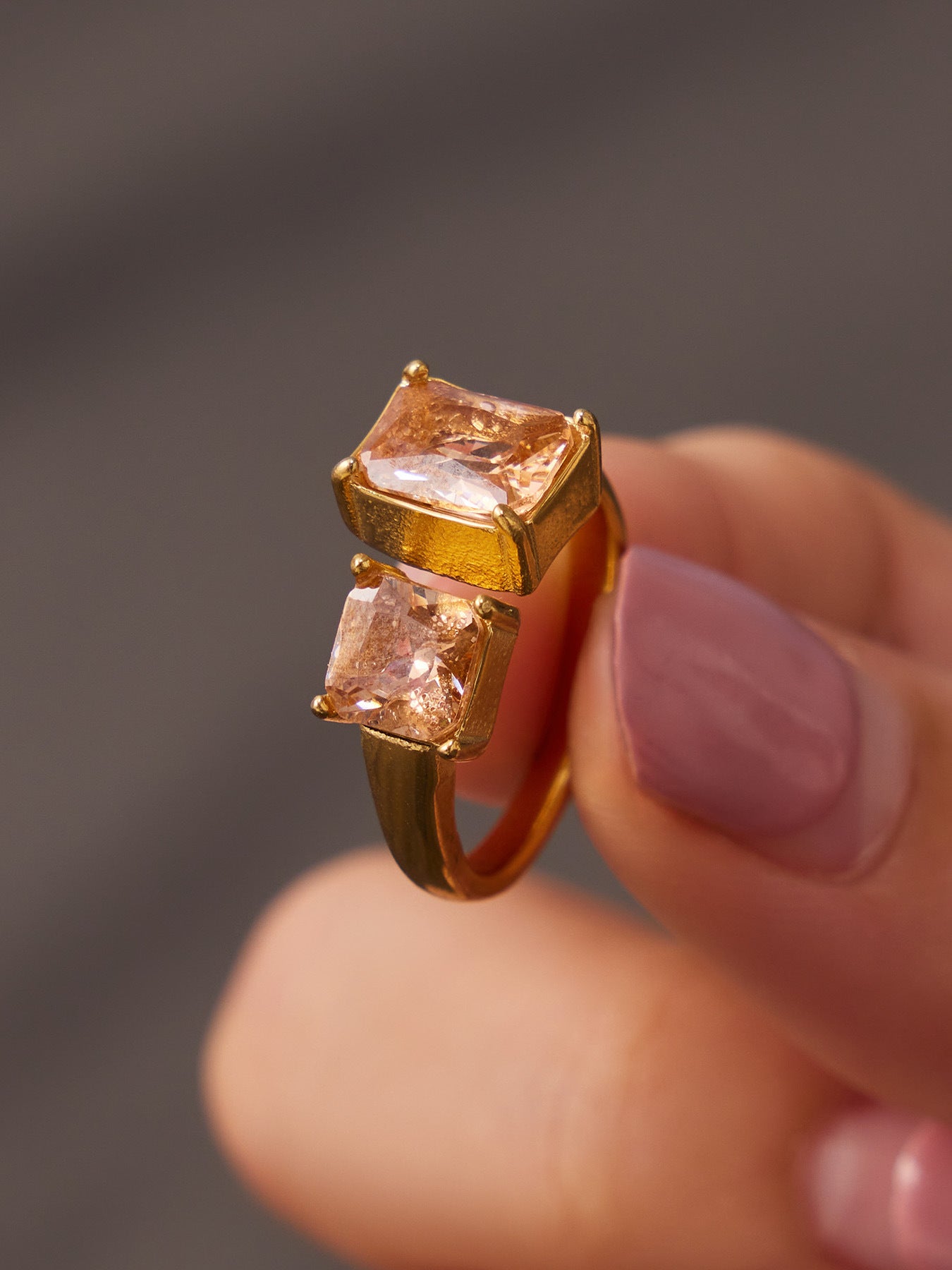 316L Stainless Steel 18K Gold PVD Zircon Open Ring - Open Zircon Band Minimalist Gold Wholesale Stainless Steel Jewelry - Sensitive Skin Friendly - Detail 10