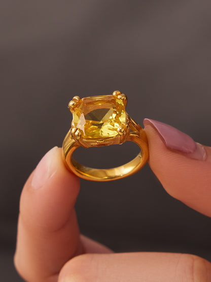 316L Stainless Steel 18K Gold PVD Zircon Open Ring - Open Zircon Band Minimalist Gold Wholesale Stainless Steel Jewelry - Sensitive Skin Friendly - Detail 11