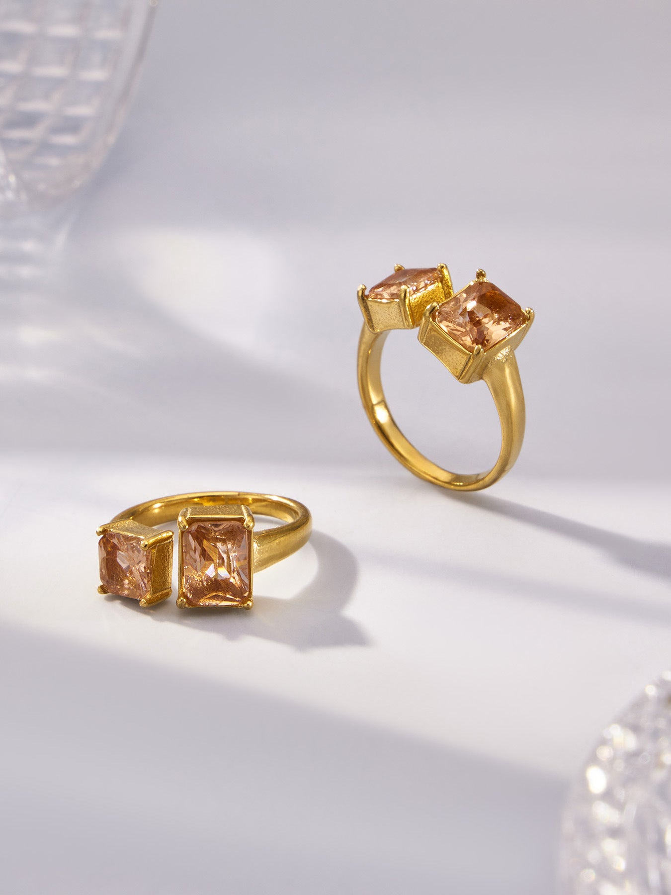 316L Stainless Steel 18K Gold PVD Zircon Open Ring - Open Zircon Band Minimalist Gold Wholesale Stainless Steel Jewelry - Sensitive Skin Friendly - Detail 15