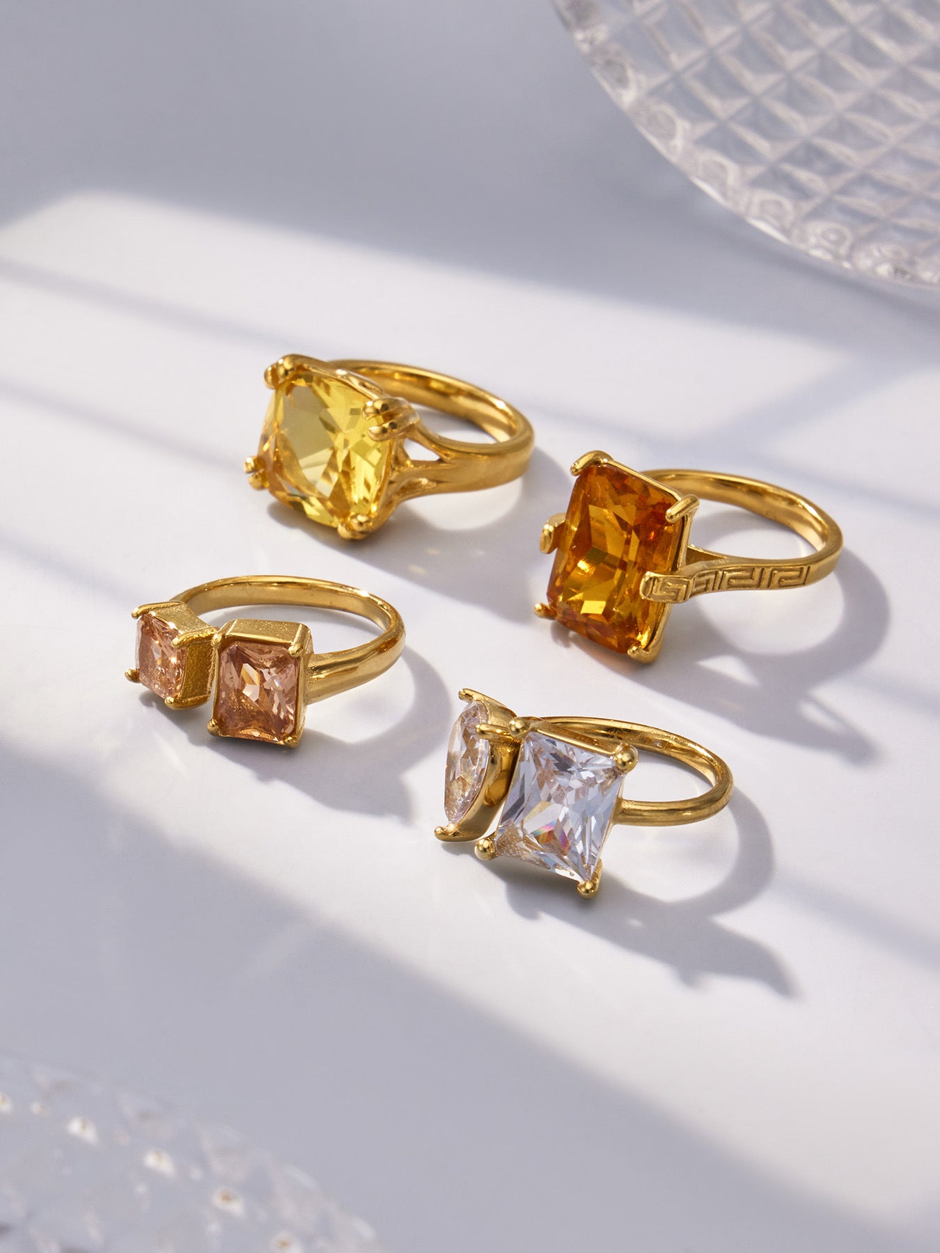 316L Stainless Steel 18K Gold PVD Zircon Open Ring - Open Zircon Band Minimalist Gold Wholesale Stainless Steel Jewelry - Sensitive Skin Friendly - Detail 17