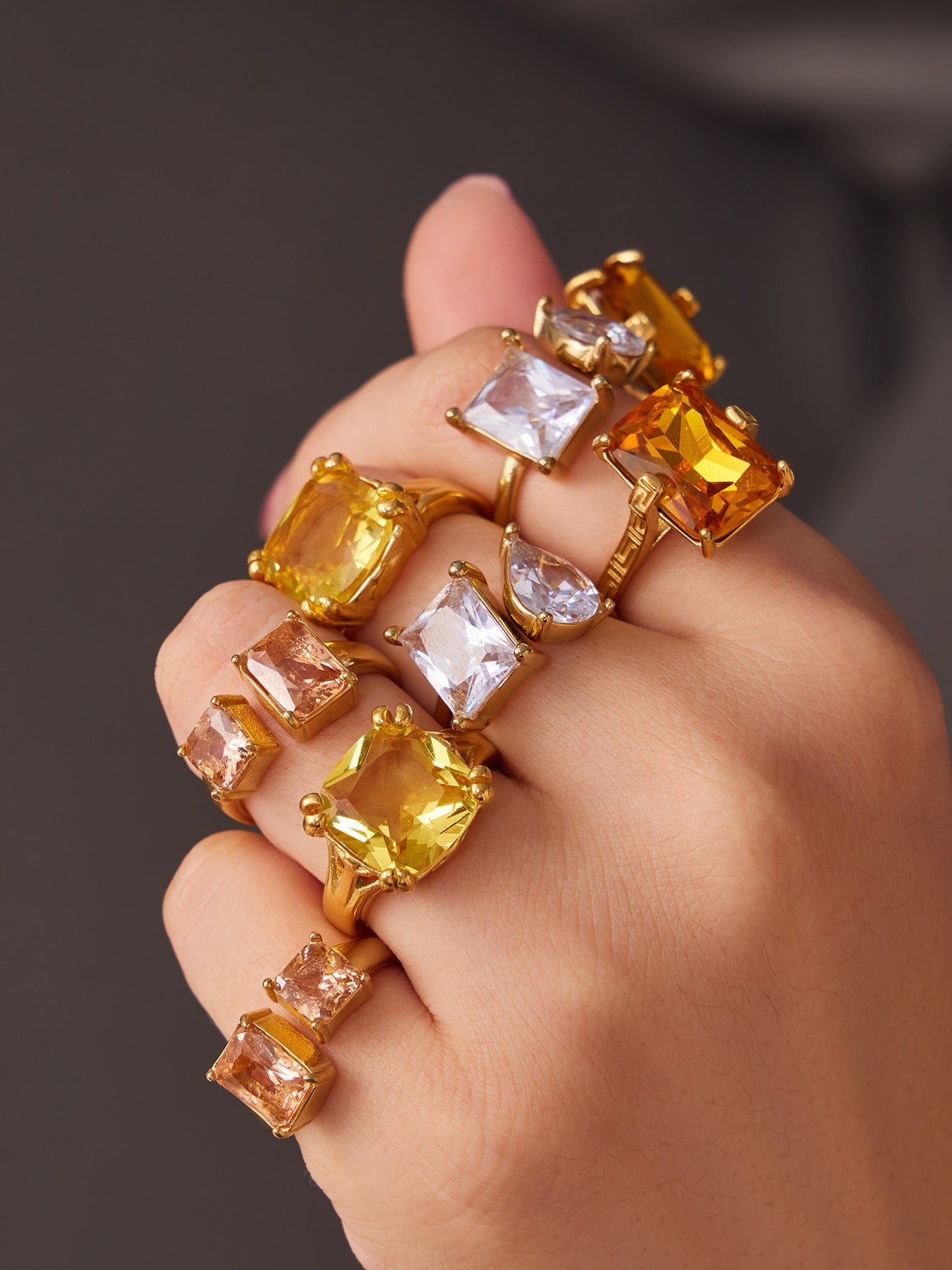 316L Stainless Steel 18K Gold PVD Zircon Open Ring - Open Zircon Band Minimalist Gold Wholesale Stainless Steel Jewelry - Sensitive Skin Friendly - Detail 19