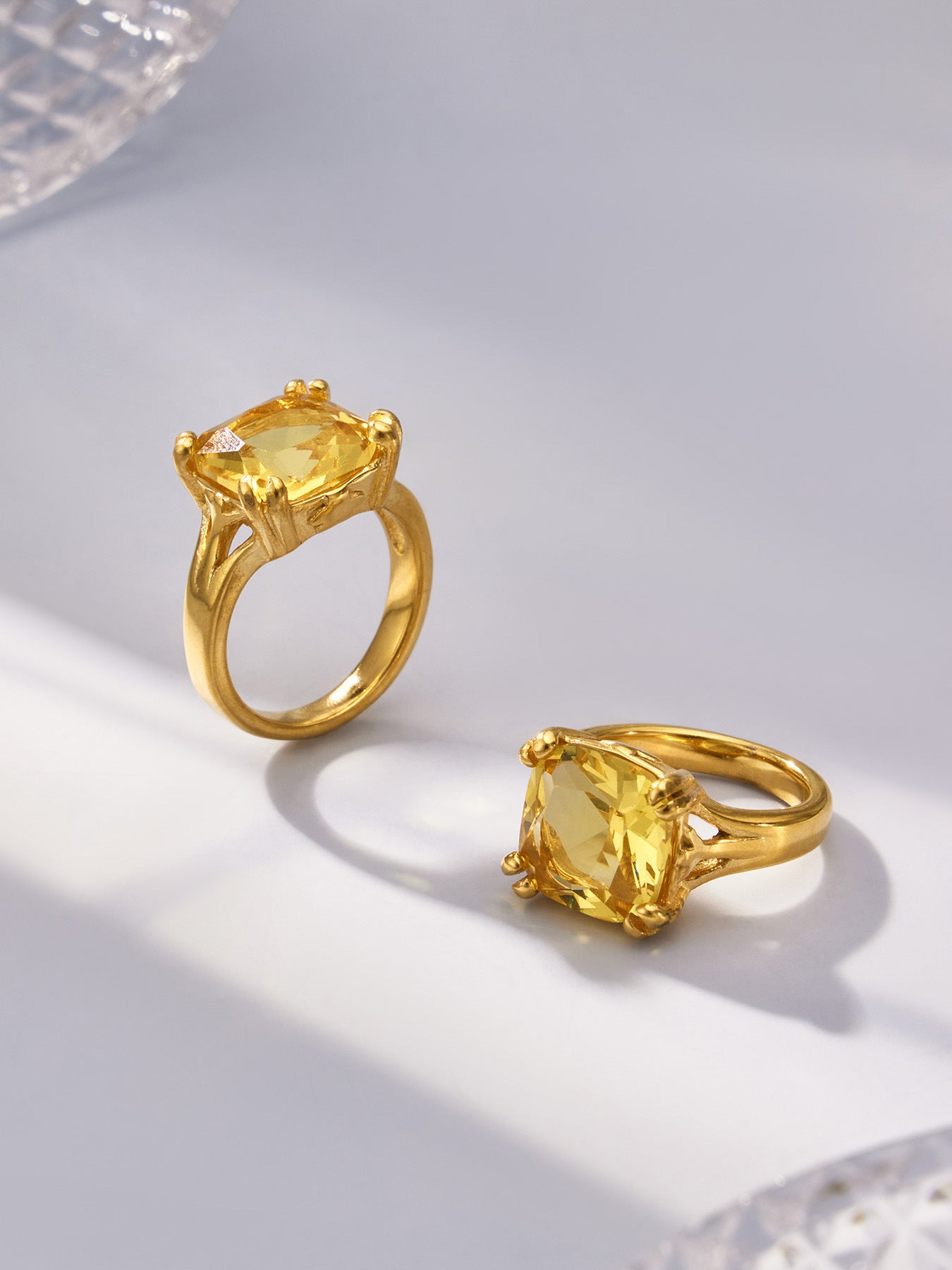 316L Stainless Steel 18K Gold PVD Zircon Open Ring - Open Zircon Band Minimalist Gold Wholesale Stainless Steel Jewelry - Sensitive Skin Friendly - Detail 3
