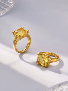 316L Stainless Steel 18K Gold PVD Zircon Open Ring - Open Zircon Band Minimalist Gold Wholesale Stainless Steel Jewelry - Sensitive Skin Friendly - Detail 3