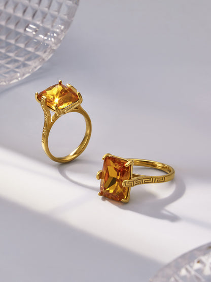 316L Stainless Steel 18K Gold PVD Zircon Open Ring - Open Zircon Band Minimalist Gold Wholesale Stainless Steel Jewelry - Sensitive Skin Friendly - Detail 6