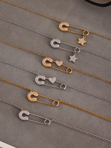 316L Stainless Steel 18K Gold PVD Zircon Paperclip Necklace - Gold Zircon Paperclip Necklace Minimalist Modern Wholesale Stainless Steel Jewelry - Sensitive Skin Friendly - Detail 13