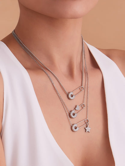 316L Stainless Steel 18K Gold PVD Zircon Paperclip Necklace - Gold Zircon Paperclip Necklace Minimalist Modern Wholesale Stainless Steel Jewelry - Sensitive Skin Friendly - Detail 17