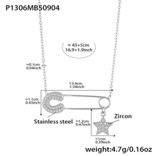 316L Stainless Steel 18K Gold PVD Zircon Paperclip Necklace - Gold Zircon Paperclip Necklace Minimalist Modern Wholesale Stainless Steel Jewelry - Sensitive Skin Friendly - Detail 2