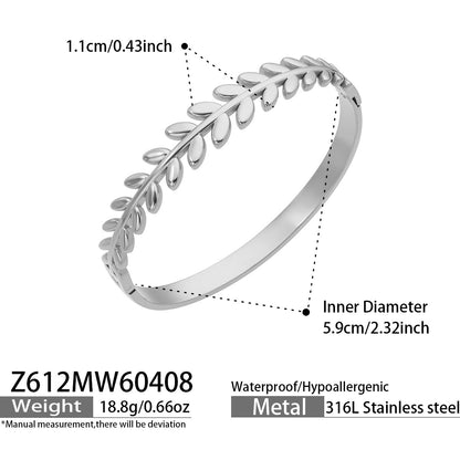 316L Stainless Steel 18K Gold PVD Zircon Pave Bamboo Texture Bangle - Light Luxury Zircon Pave Bamboo Texture Versatile Wholesale Stainless Steel Jewelry - Sensitive Skin Friendly - Detail 12