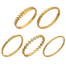 316L Stainless Steel 18K Gold PVD Zircon Pave Bamboo Texture Bangle - Light Luxury Zircon Pave Bamboo Texture Versatile Wholesale Stainless Steel Jewelry - Sensitive Skin Friendly - Detail 17