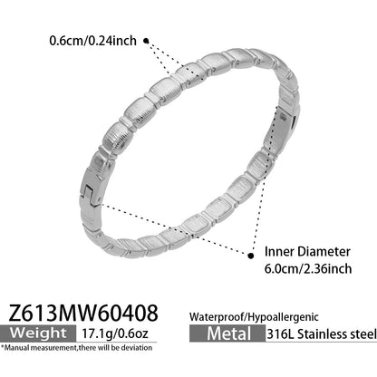 316L Stainless Steel 18K Gold PVD Zircon Pave Bamboo Texture Bangle - Light Luxury Zircon Pave Bamboo Texture Versatile Wholesale Stainless Steel Jewelry - Sensitive Skin Friendly - Detail 19