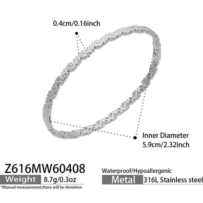 316L Stainless Steel 18K Gold PVD Zircon Pave Bamboo Texture Bangle - Light Luxury Zircon Pave Bamboo Texture Versatile Wholesale Stainless Steel Jewelry - Sensitive Skin Friendly - Detail 20