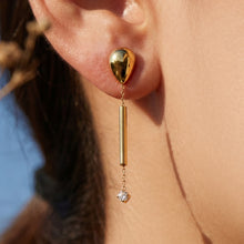 316L Stainless Steel 18K Gold PVD Zircon Pendant Earrings - Long Zircon Pendant Elegant French Minimalist Wholesale Stainless Steel Jewelry - Sensitive Skin Friendly - Detail 1