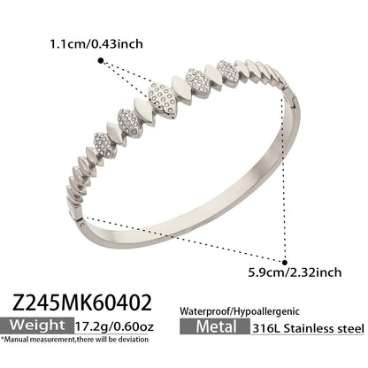 316L Stainless Steel 18K Gold PVD Zircon Pig Nose Chain Link Bangle - Zircon, Pig Nose Chain Link, Modern, Luxury, Bangle Wholesale Stainless Steel Jewelry - Sensitive Skin Friendly - Detail 12