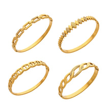 316L Stainless Steel 18K Gold PVD Zircon Pig Nose Chain Link Bangle - Zircon, Pig Nose Chain Link, Modern, Luxury, Bangle Wholesale Stainless Steel Jewelry - Sensitive Skin Friendly - Detail 18