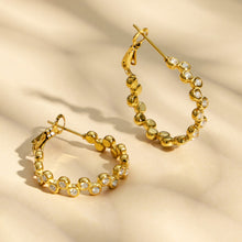 316L Stainless Steel 18K Gold PVD Zircon Set Ring and Earrings - Elegant Golden Zircon Set Wholesale Stainless Steel Jewelry - Sensitive Skin Friendly - Detail 16