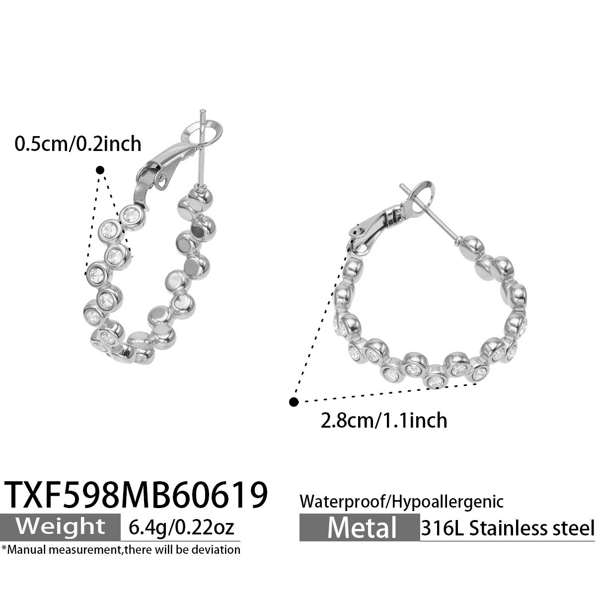 316L Stainless Steel 18K Gold PVD Zircon Set Ring and Earrings - Elegant Golden Zircon Set Wholesale Stainless Steel Jewelry - Sensitive Skin Friendly - Detail 6