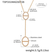 316L Stainless Steel 18K Gold PVD Zircon Y Drop Necklace Set - Modern Zircon Y Drop Necklace Set Wholesale Stainless Steel Jewelry - Sensitive Skin Friendly - Detail 13