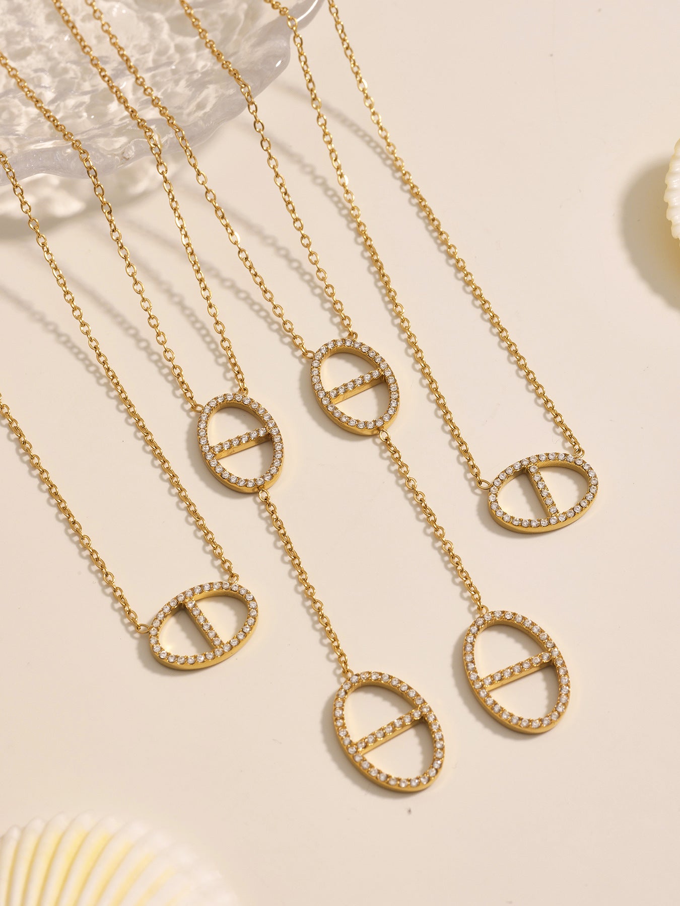 316L Stainless Steel 18K Gold PVD Zircon Y Drop Necklace Set - Modern Zircon Y Drop Necklace Set Wholesale Stainless Steel Jewelry - Sensitive Skin Friendly - Detail 17
