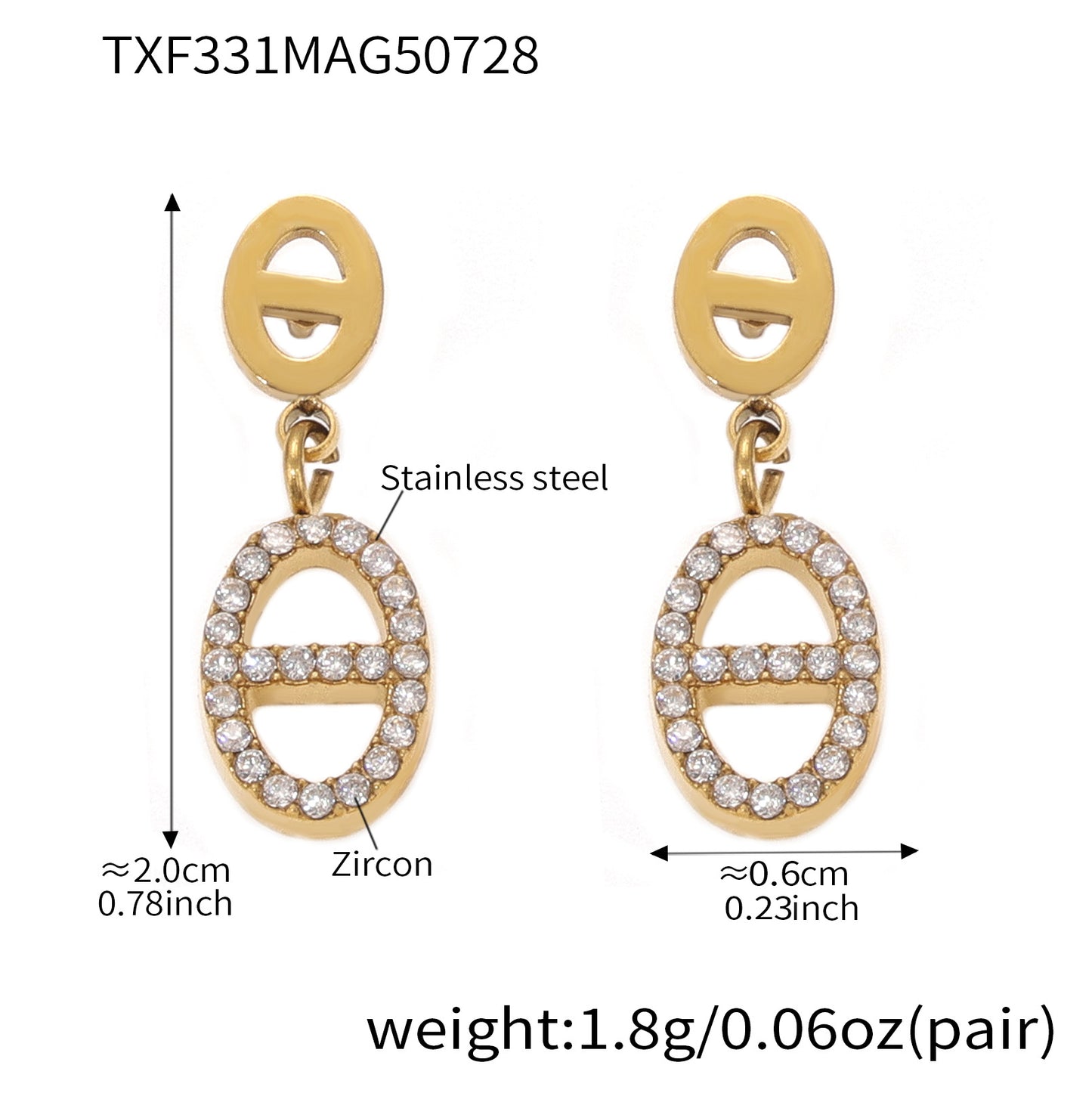 316L Stainless Steel 18K Gold PVD Zircon Y Drop Necklace Set - Modern Zircon Y Drop Necklace Set Wholesale Stainless Steel Jewelry - Sensitive Skin Friendly - Detail 4