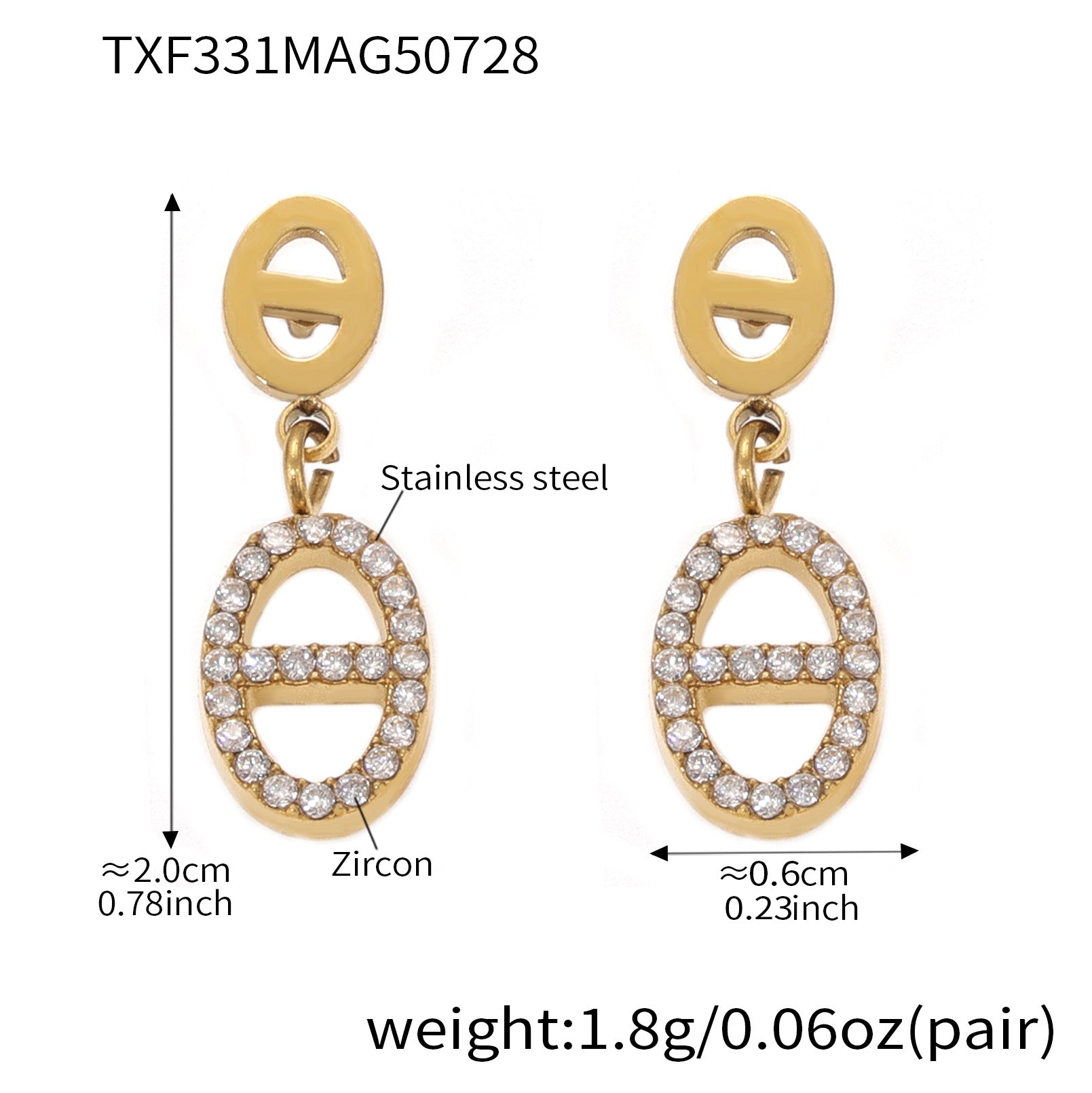 316L Stainless Steel 18K Gold PVD Zircon Y Drop Necklace Set - Modern Zircon Y Drop Necklace Set Wholesale Stainless Steel Jewelry - Sensitive Skin Friendly - Detail 4