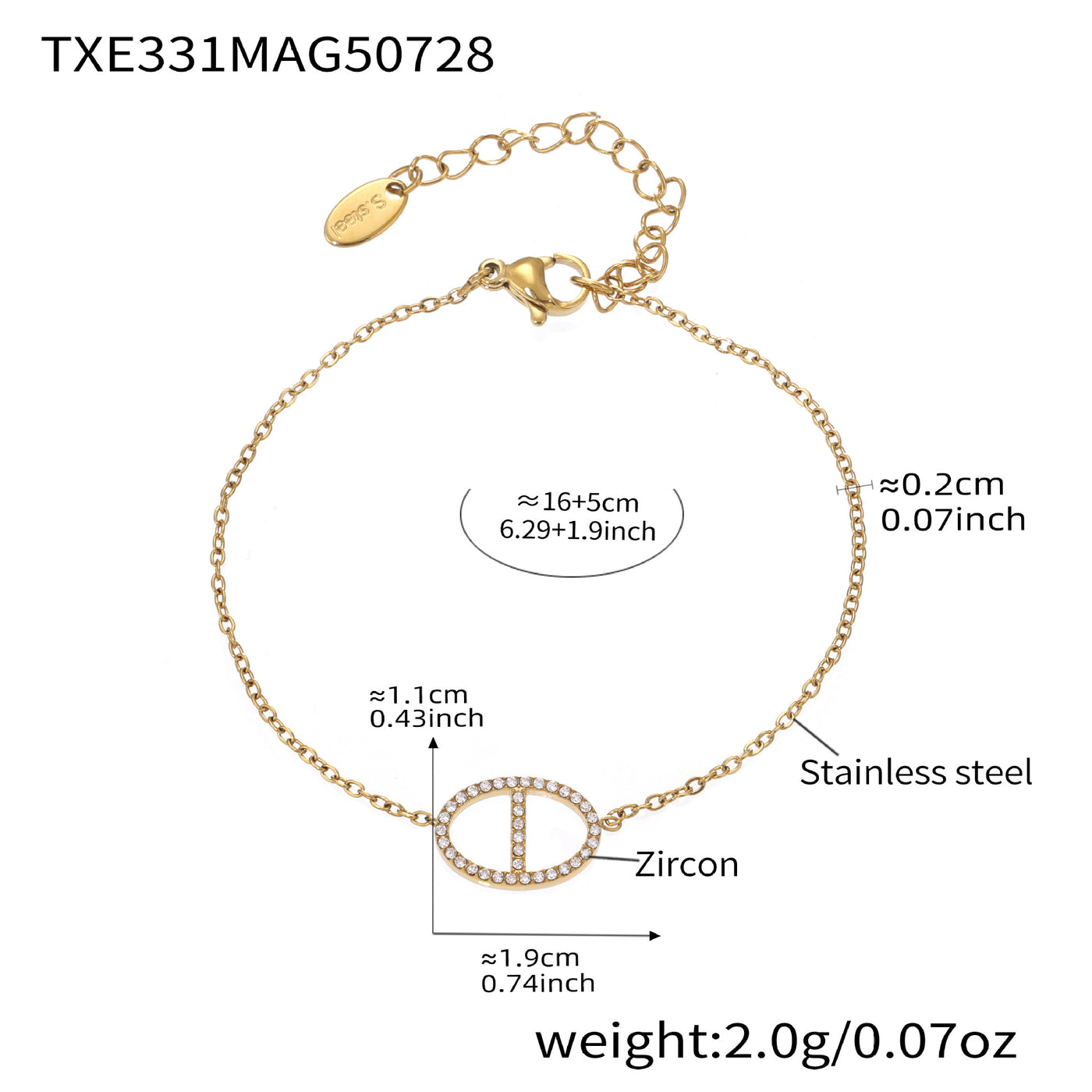 316L Stainless Steel 18K Gold PVD Zircon Y Drop Necklace Set - Modern Zircon Y Drop Necklace Set Wholesale Stainless Steel Jewelry - Sensitive Skin Friendly - Detail 7