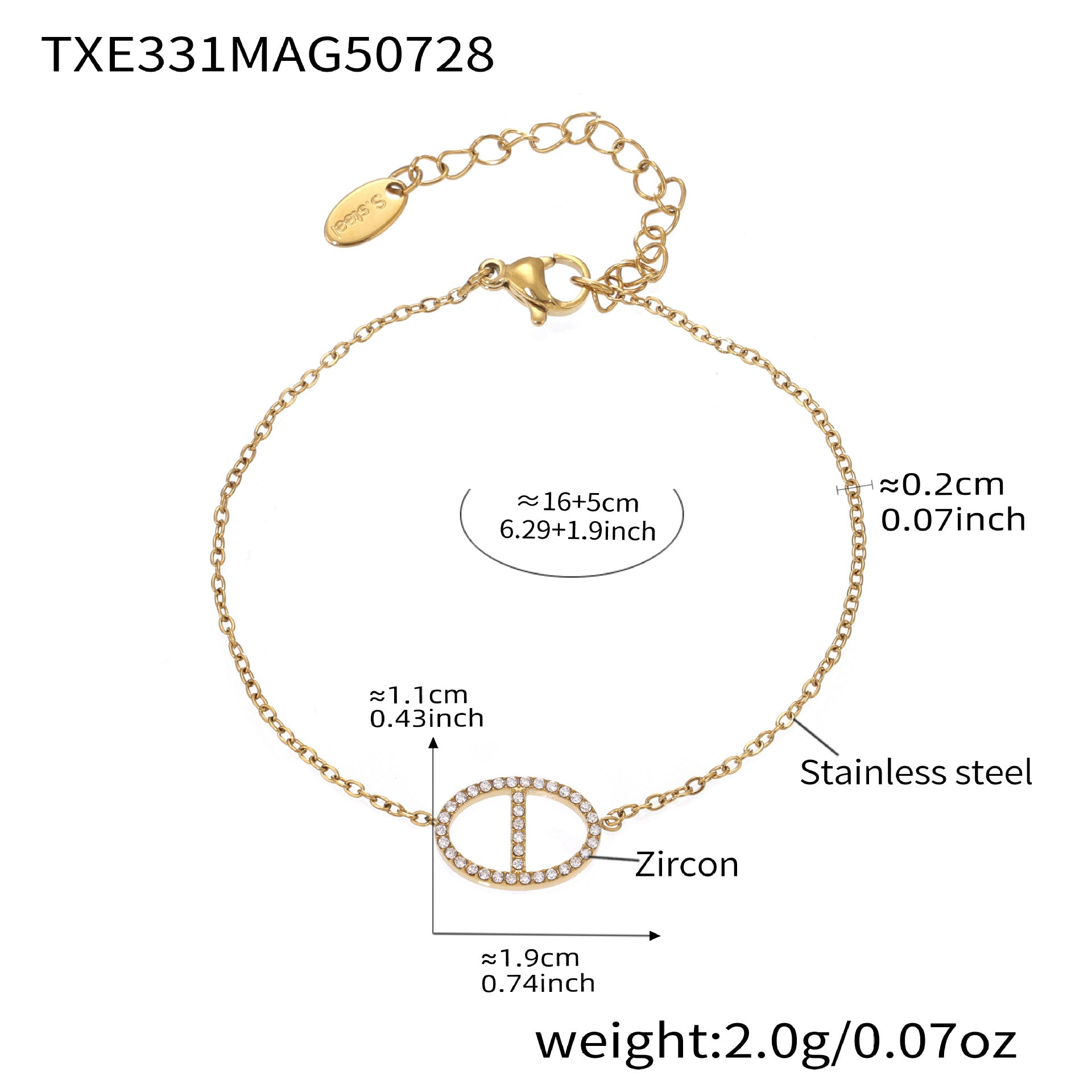 316L Stainless Steel 18K Gold PVD Zircon Y Drop Necklace Set - Modern Zircon Y Drop Necklace Set Wholesale Stainless Steel Jewelry - Sensitive Skin Friendly - Detail 7