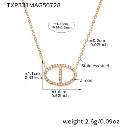 316L Stainless Steel 18K Gold PVD Zircon Y Drop Necklace Set - Modern Zircon Y Drop Necklace Set Wholesale Stainless Steel Jewelry - Sensitive Skin Friendly - Detail 8