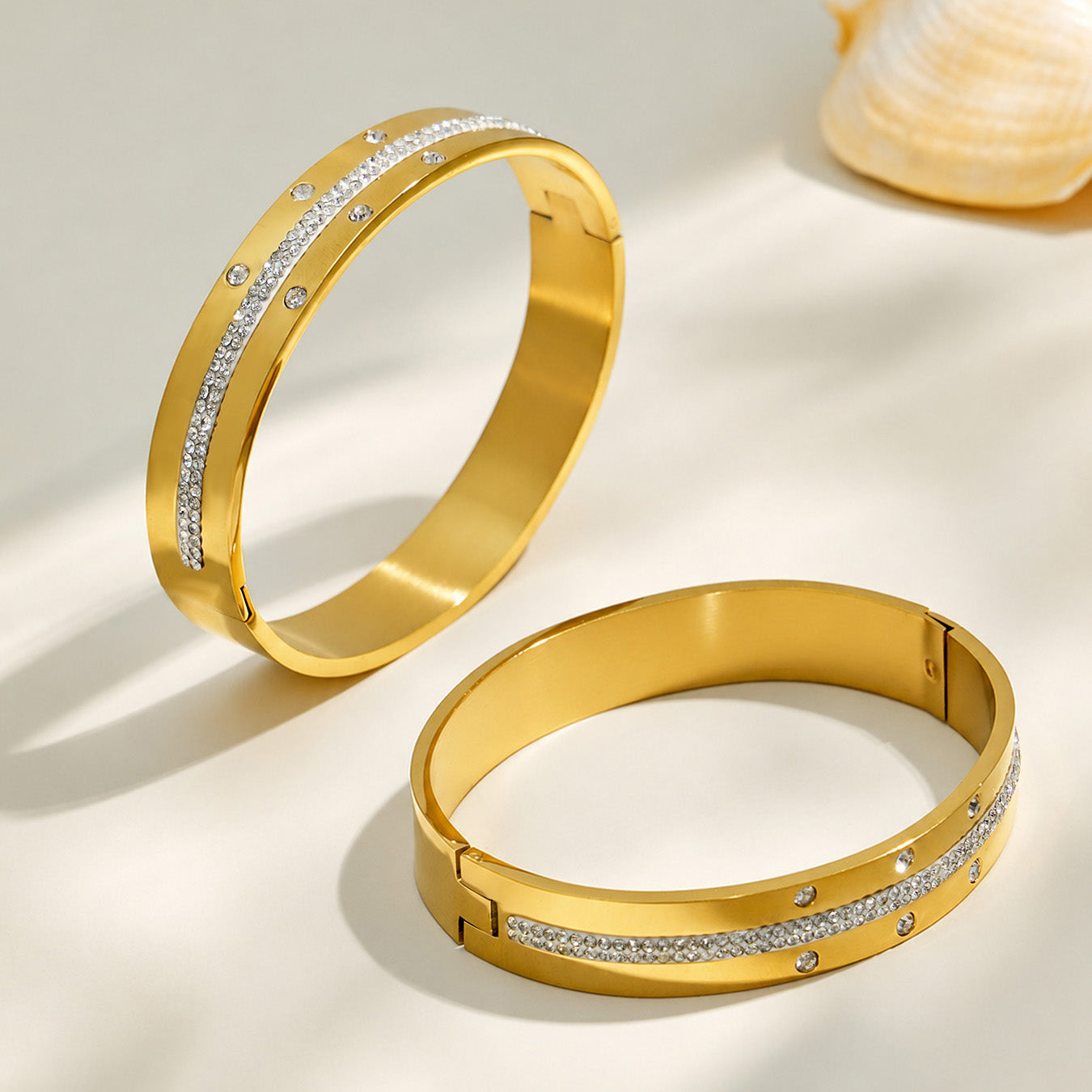 316L Stainless Steel 18K PVD Gold Diamond Bangle made with 316L stainless steel and 18K PVD gold finish for wholesale jewelry buyers - image 8