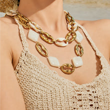 316L Stainless Steel 18K PVD Gold Geometric Resin Necklace made with 316L stainless steel and 18K PVD gold finish for wholesale jewelry buyers - image 1