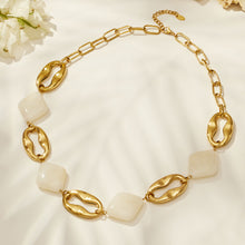 316L Stainless Steel 18K PVD Gold Geometric Resin Necklace made with 316L stainless steel and 18K PVD gold finish for wholesale jewelry buyers - image 10