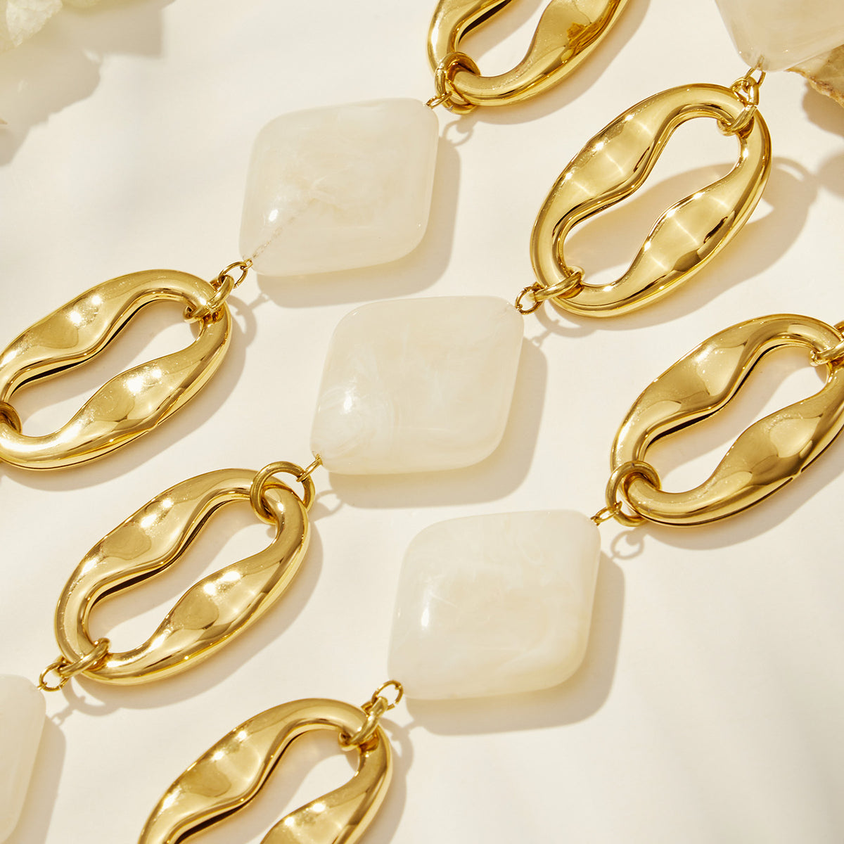 316L Stainless Steel 18K PVD Gold Geometric Resin Necklace made with 316L stainless steel and 18K PVD gold finish for wholesale jewelry buyers - image 12