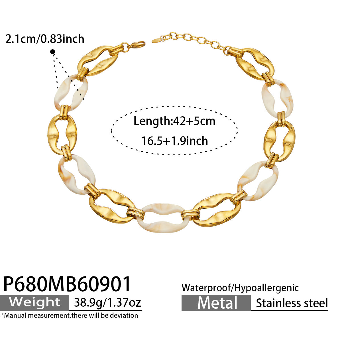 316L Stainless Steel 18K PVD Gold Geometric Resin Necklace made with 316L stainless steel and 18K PVD gold finish for wholesale jewelry buyers - image 14