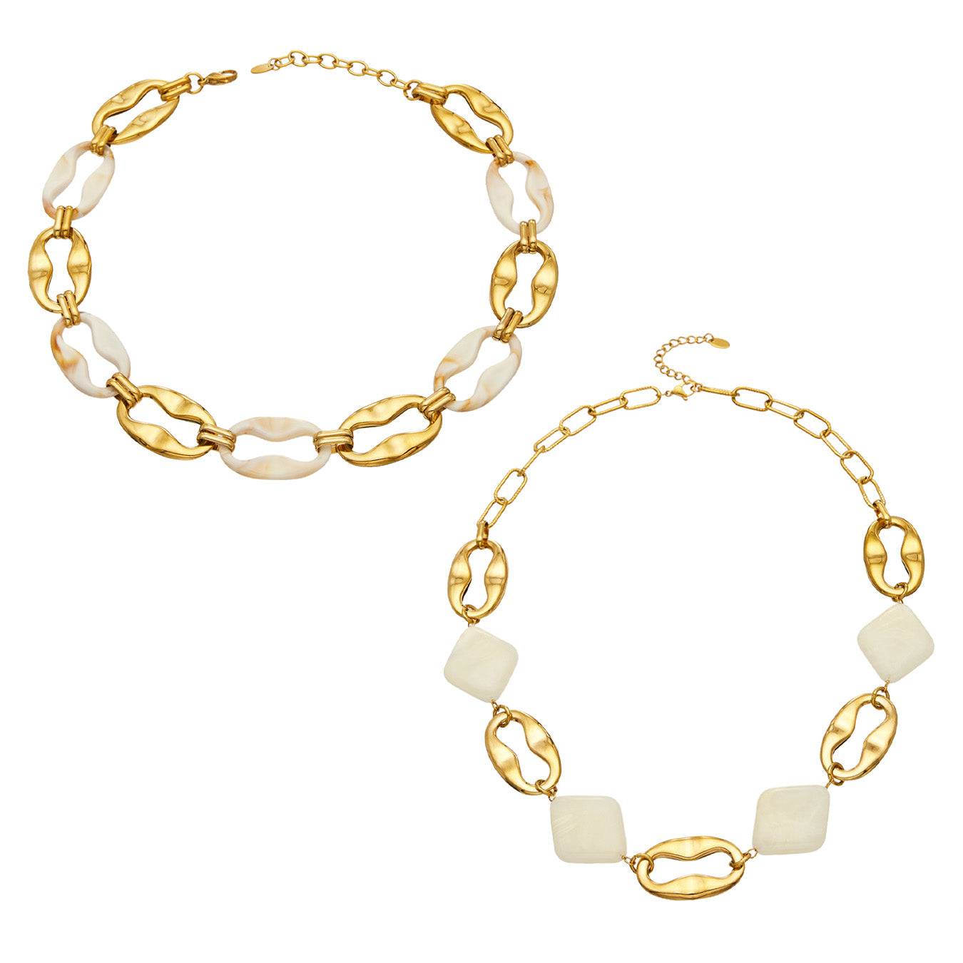 316L Stainless Steel 18K PVD Gold Geometric Resin Necklace made with 316L stainless steel and 18K PVD gold finish for wholesale jewelry buyers - image 15